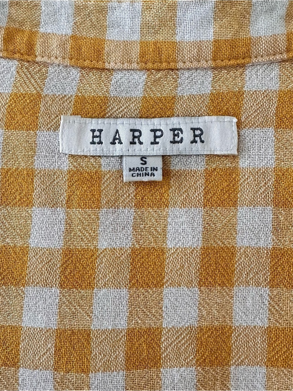 Harper Yellow and White Gingham Tie-Front Sleeveless Blouse - Picture 6 of 7